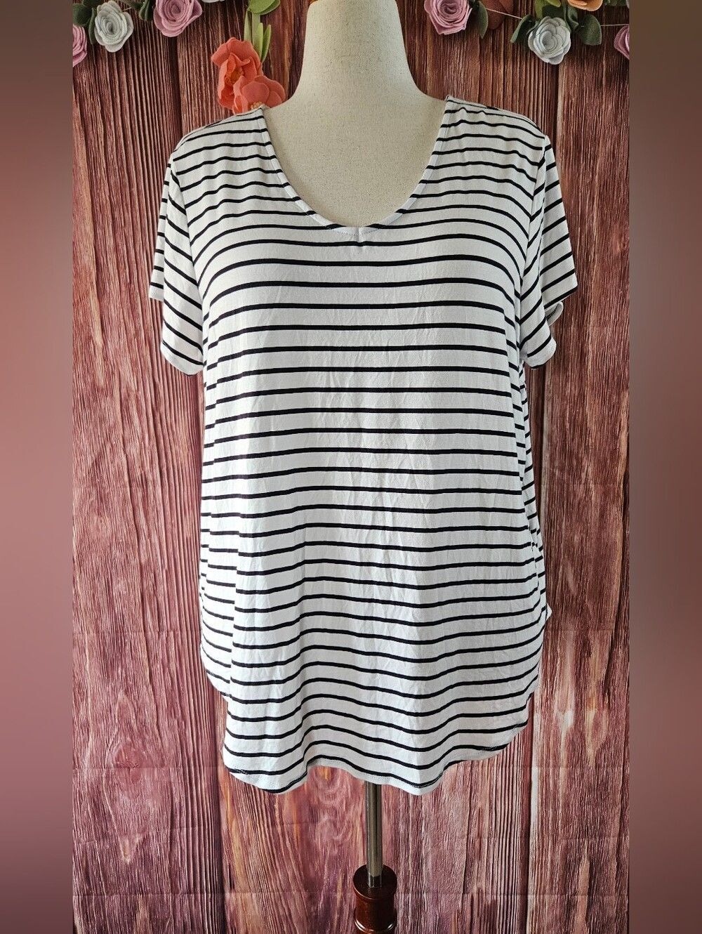 NWT Philosophy Scoop Neck Striped Tee Plus Size 2X